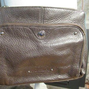Small Brown Leather Stone Co cross body bags.
